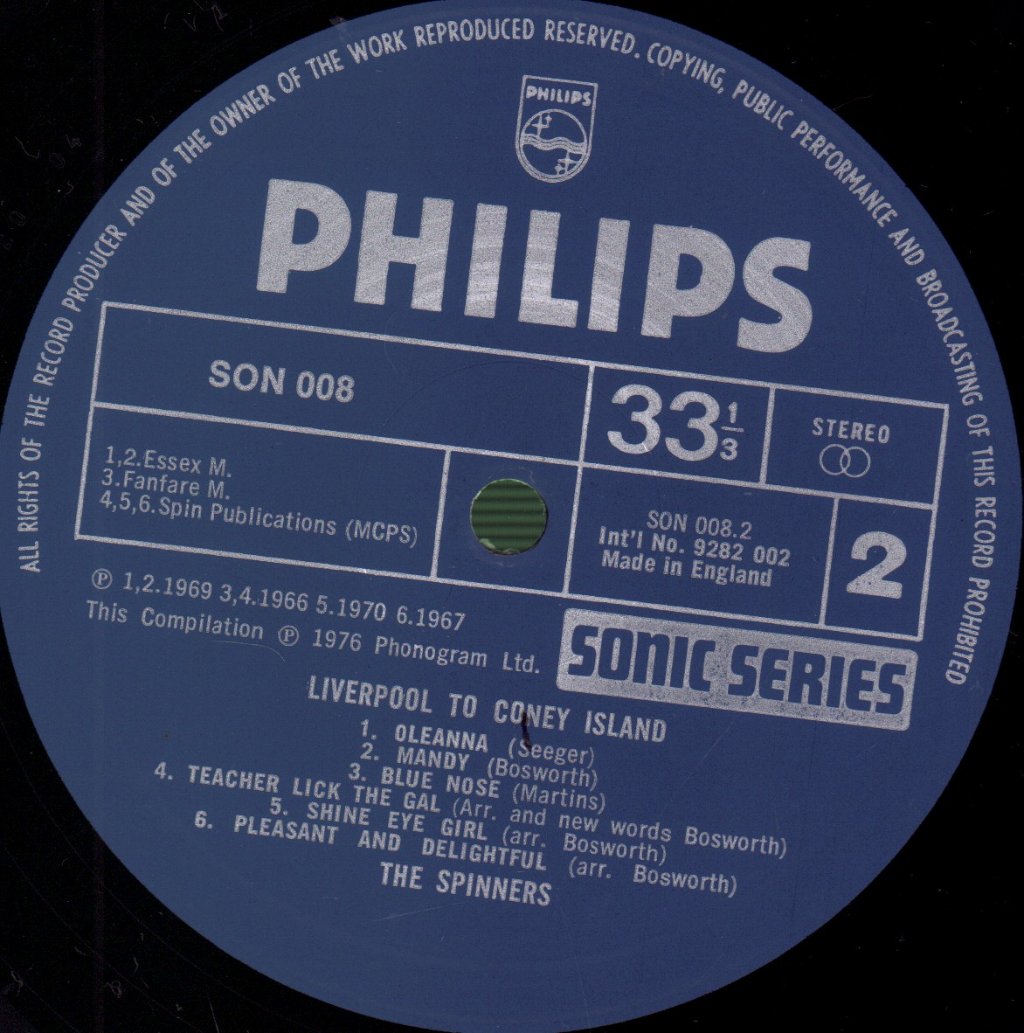 Spinners (Folk Group) - Liverpool To Coney Island - Lp