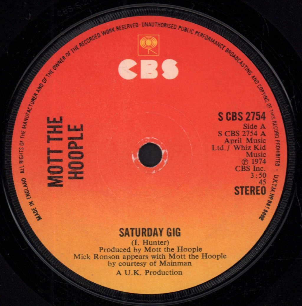 Mott The Hoople - Saturday Gig - 7 Inch