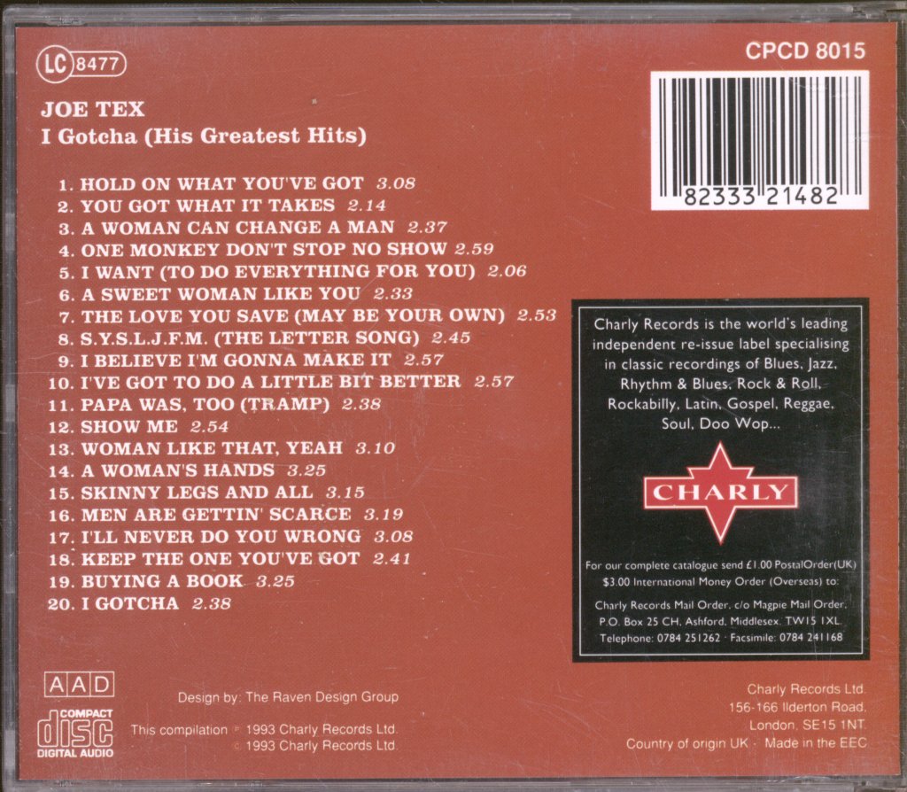 Joe Tex - I Gotcha ( His Greatest Hits) - Cd
