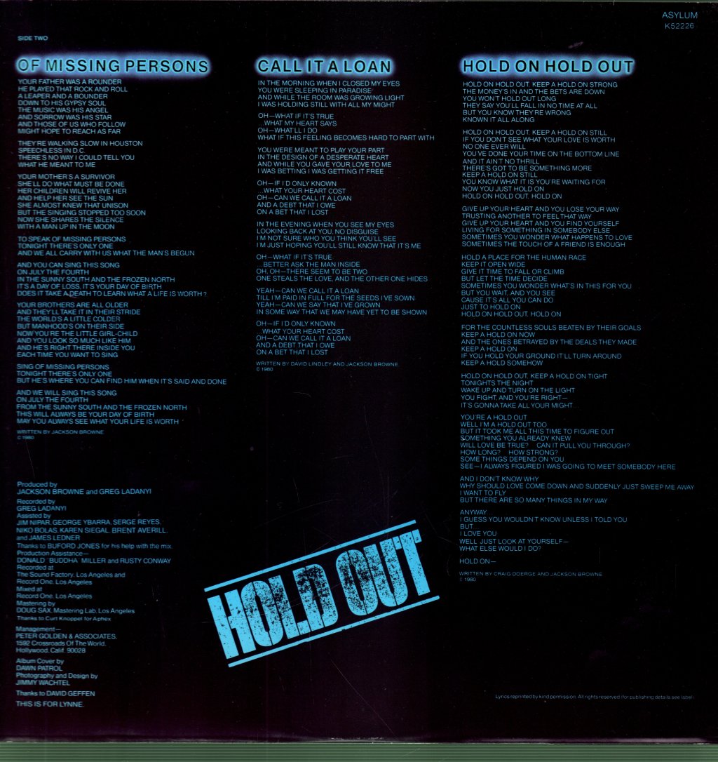 Jackson Browne - Hold Out - Lp