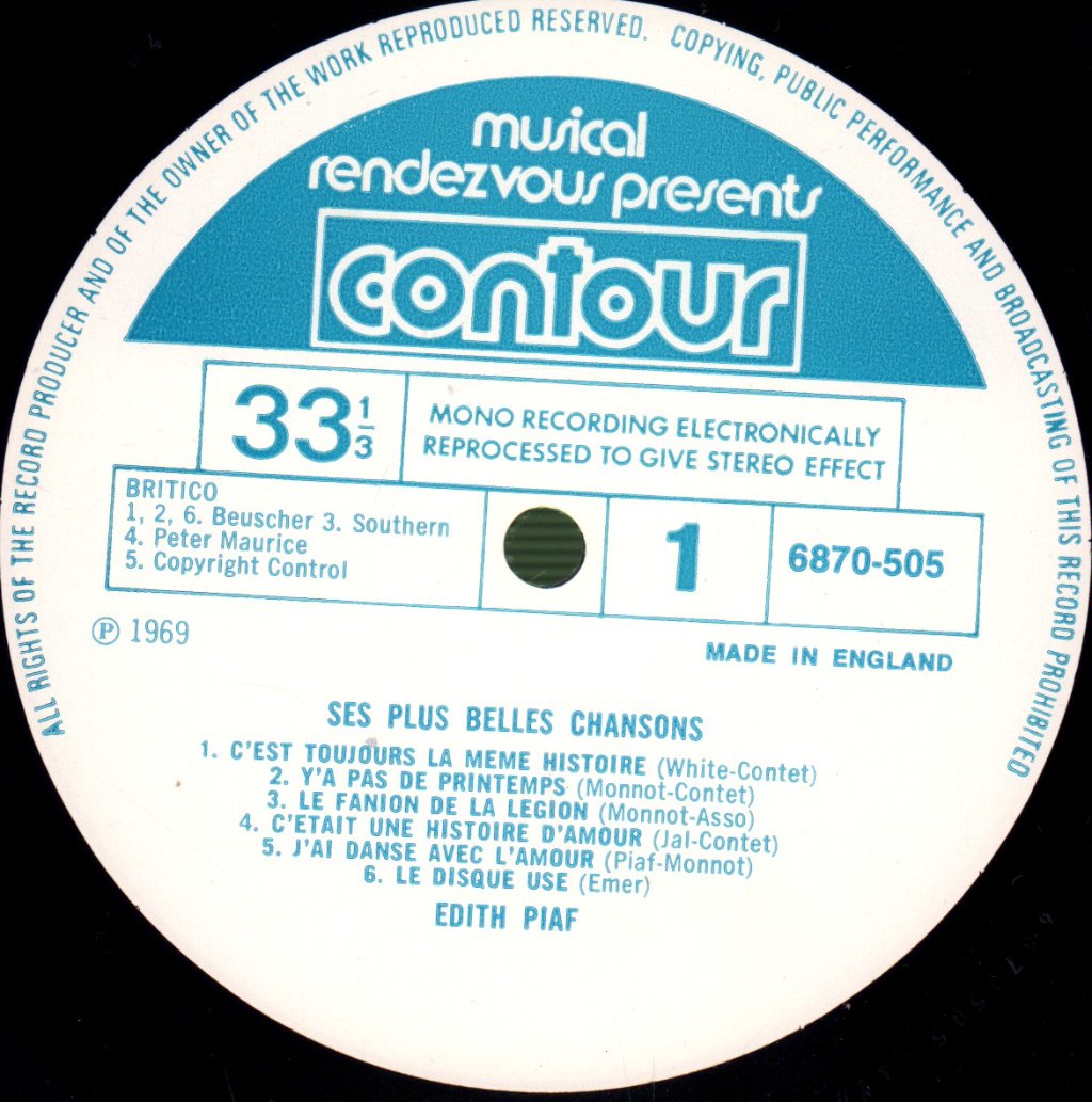 Edith Piaf - Ses Plus Belles Chansons - Lp