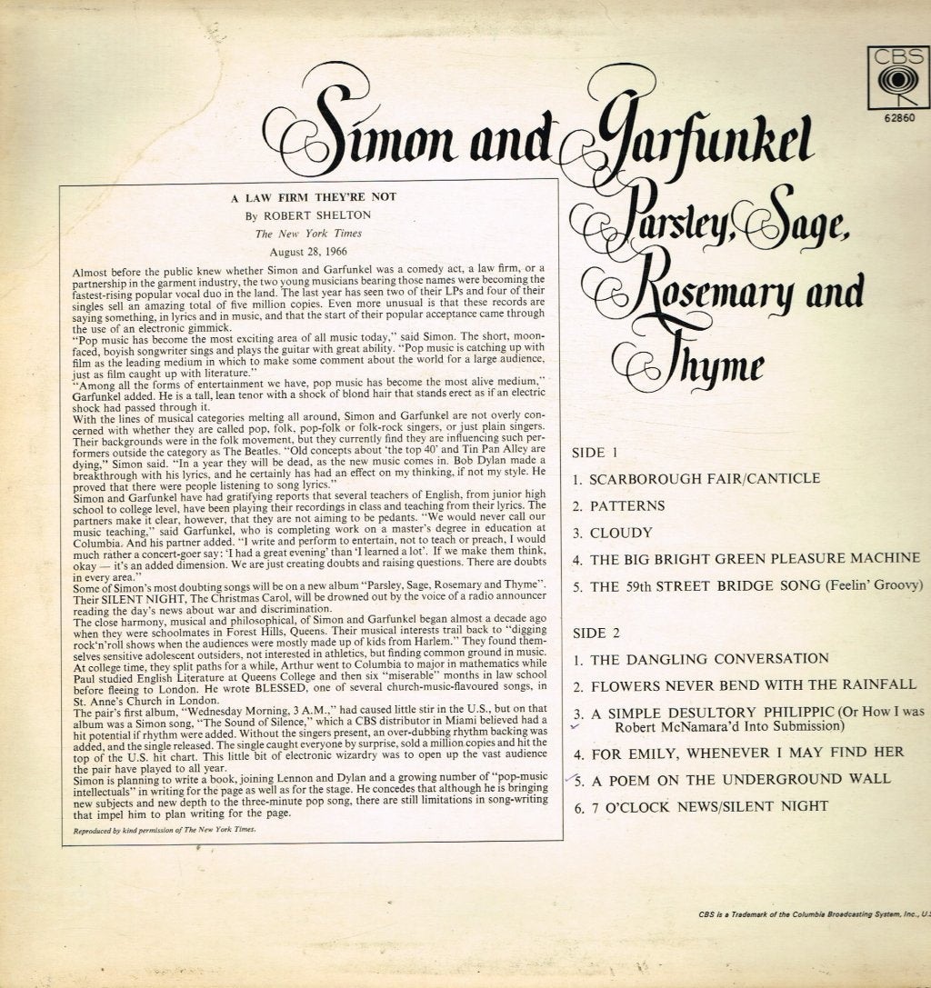 Simon And Garfunkel - Parsley Sage Rosemary And Thyme - Lp