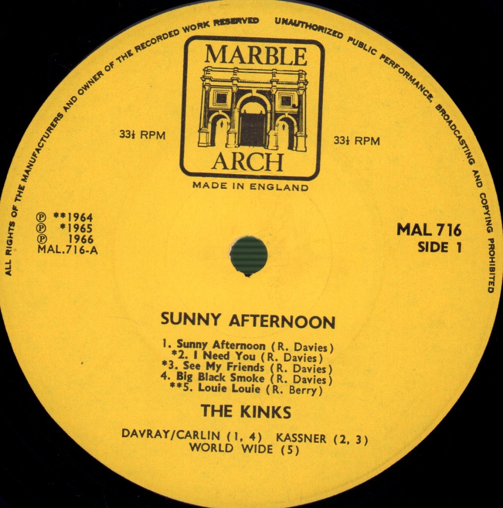 Kinks - Sunny Afternoon - Lp