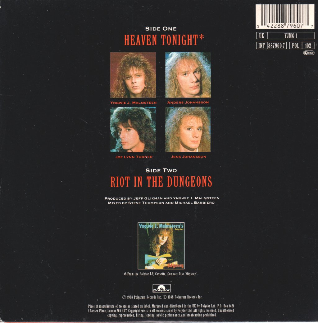 Yngwie Malmsteen - Heaven Tonight - 7 Inch