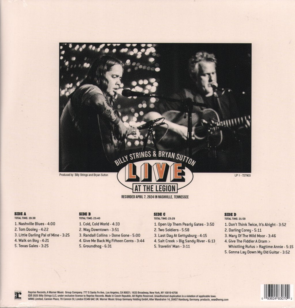 Billy Strings & Bryan Sutton - Live At The Legion - Double Lp