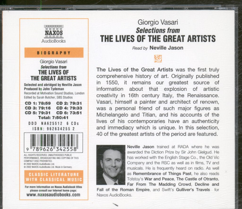 Neville Jason - Giorgio Vasari - Selections From Lives Of The Great Artists - Cd Set