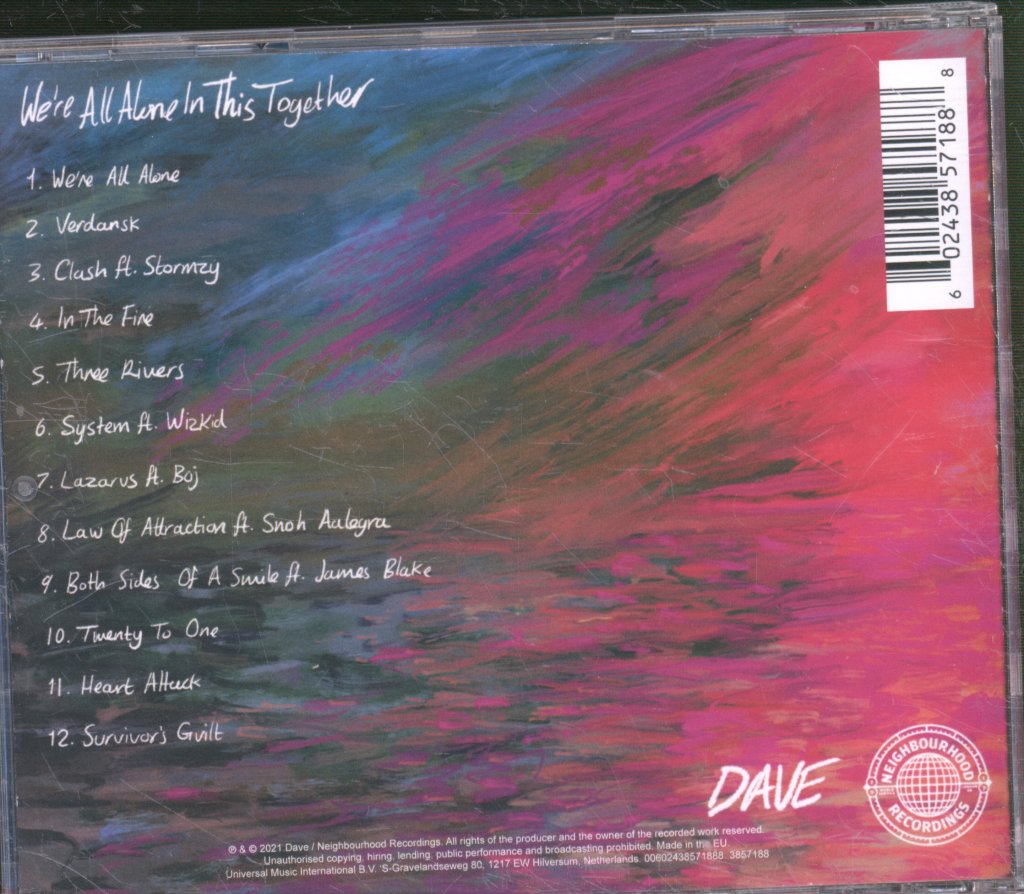 Dave - We're All Alone In This Together - Cd