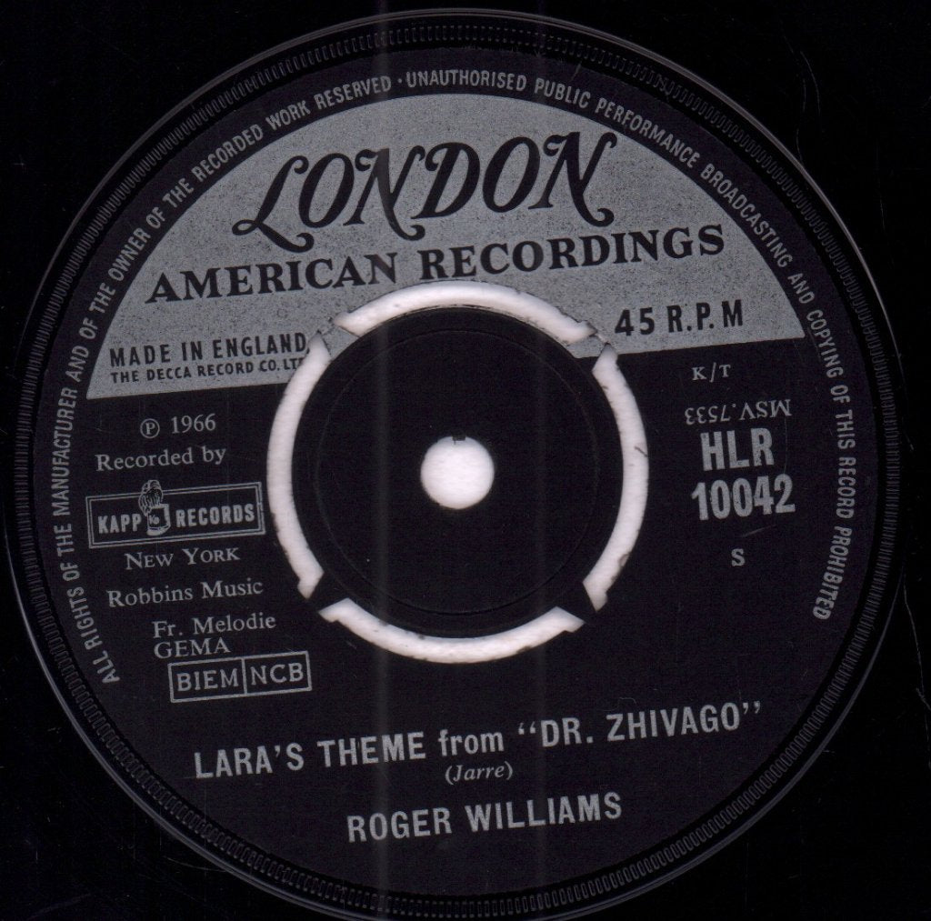 Roger Williams - Lara's Theme From Dr Zhivago - 7 Inch