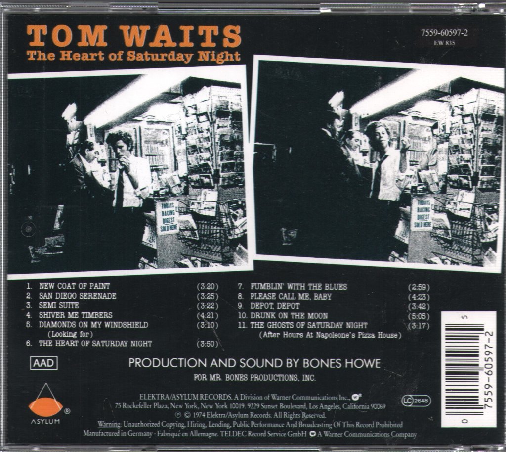 Tom Waits - Heart Of Saturday Night - Cd