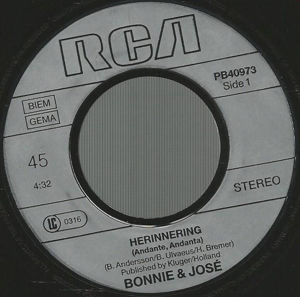 Bonnie and Jose - Herinnering - 7 Inch