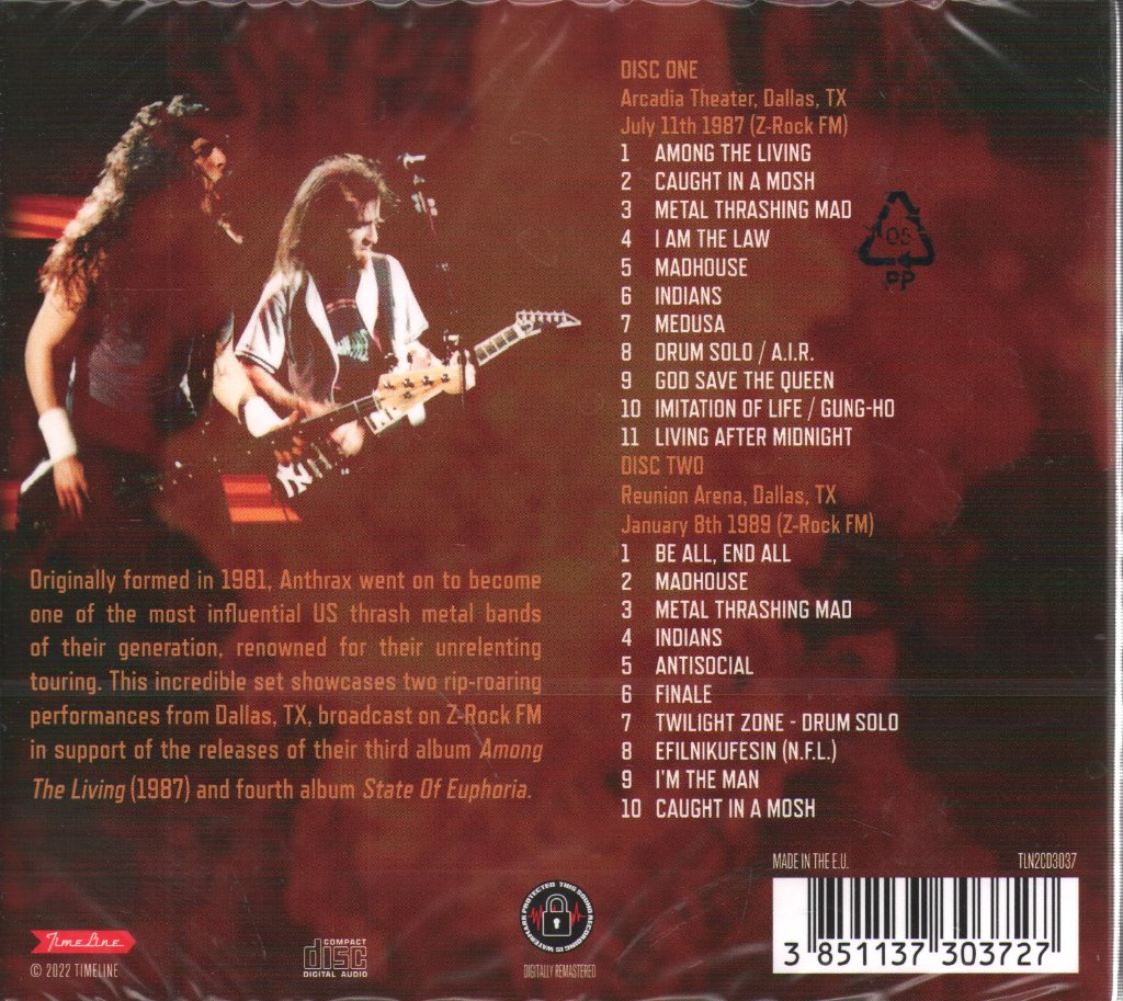 Anthrax - Dallas Live In The '80s - Double Cd