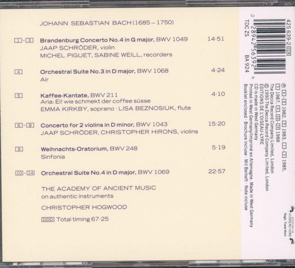 Academy Of Ancient Music - A Festival Of Bach - Cd