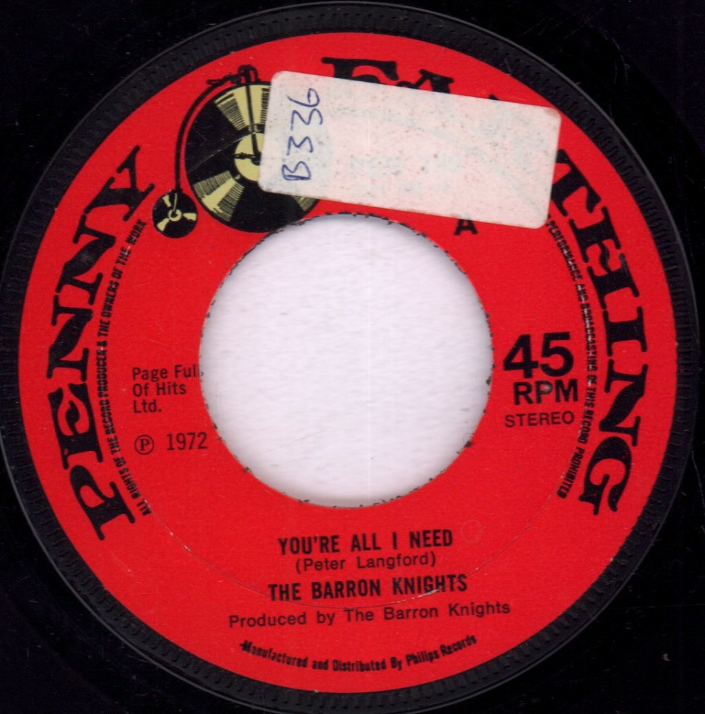 Barron Knights - You're All I Need - 7 Inch