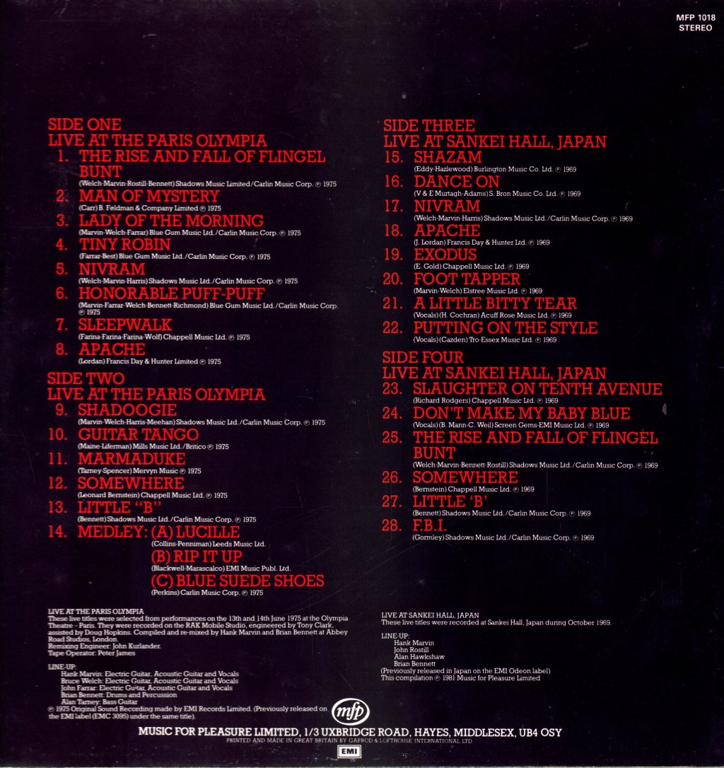 Shadows - Live - Double Lp