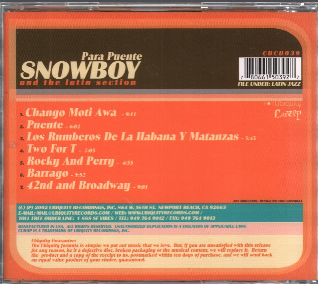 Snowboy & The Latin Section - Para Puente - Cd