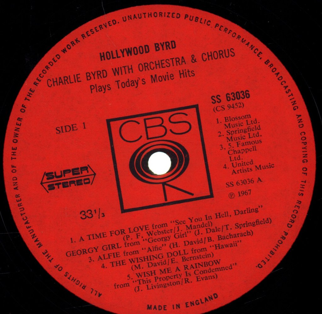 Charlie Byrd - Hollywood Byrd - Lp