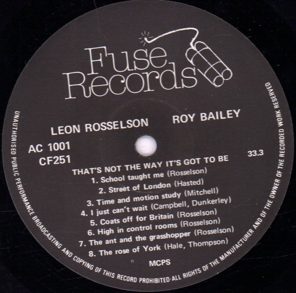 Leon Rosselson Roy Bailey - That's Not The Way It's Got To Be - Lp