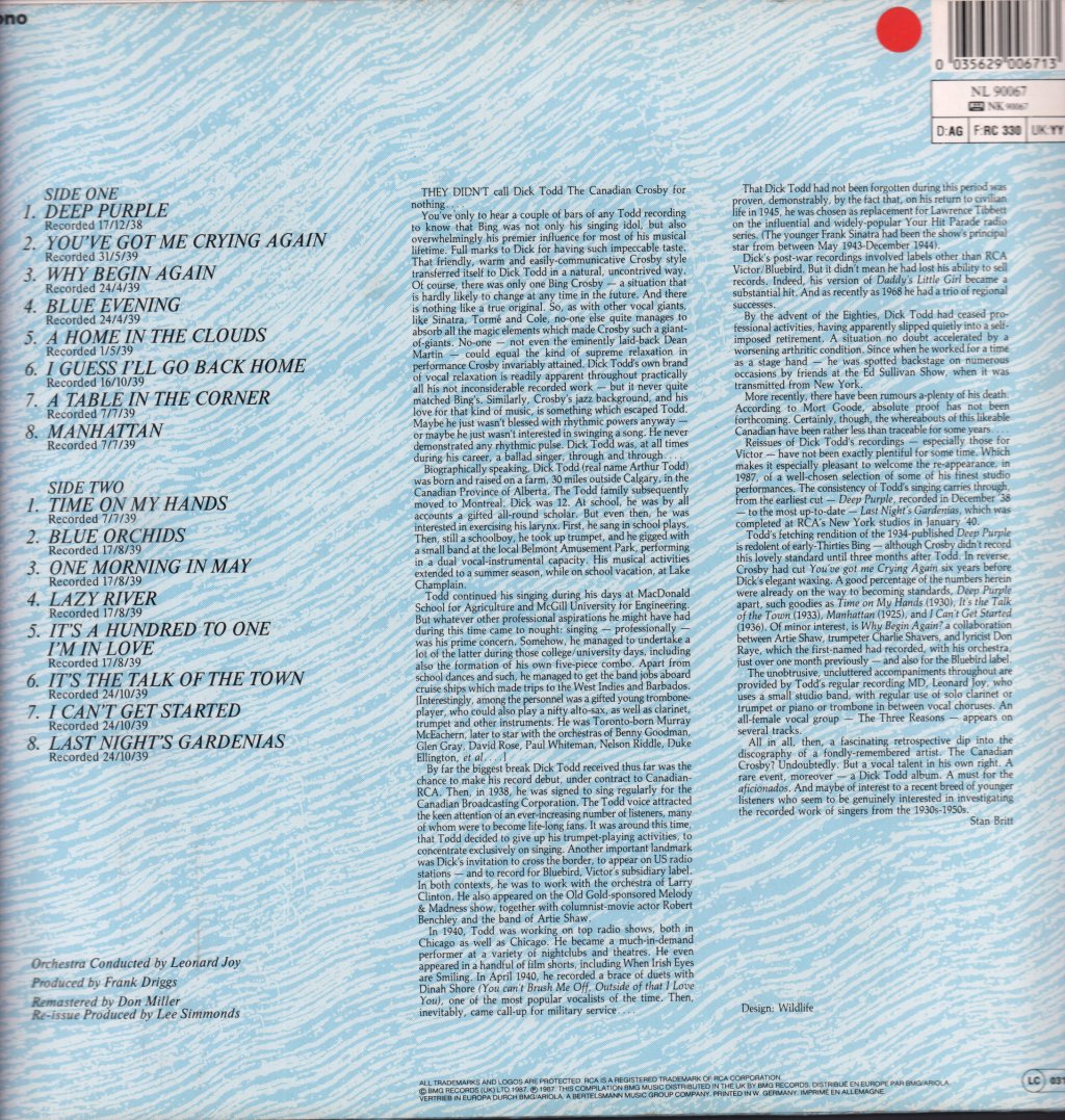 Dick Todd - Blue Orchids - Lp