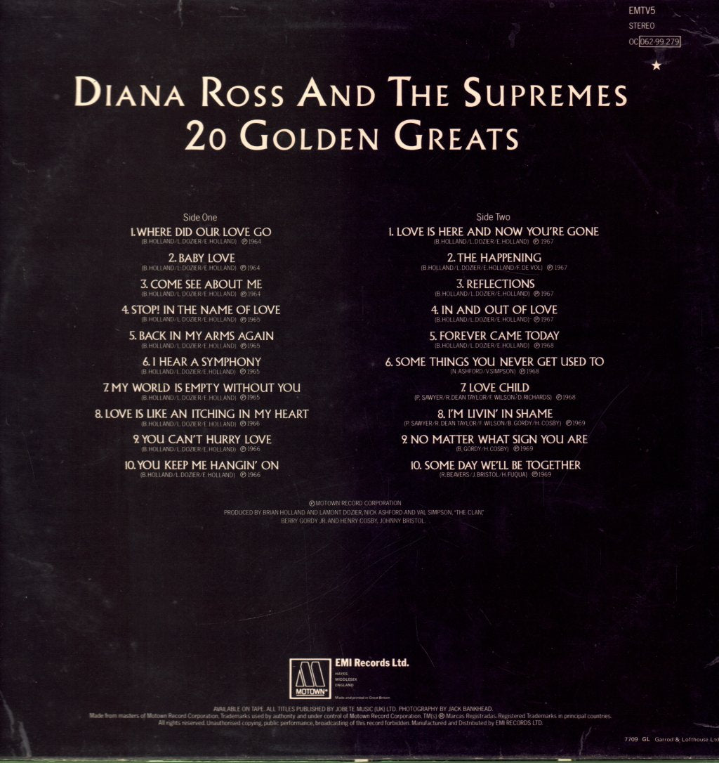 Diana Ross And The Supremes - 20 Golden Greats - Lp