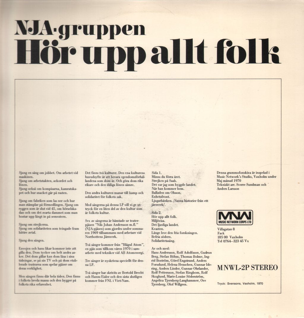 NJA-Gruppen - Hör Upp Allt Folk - Lp