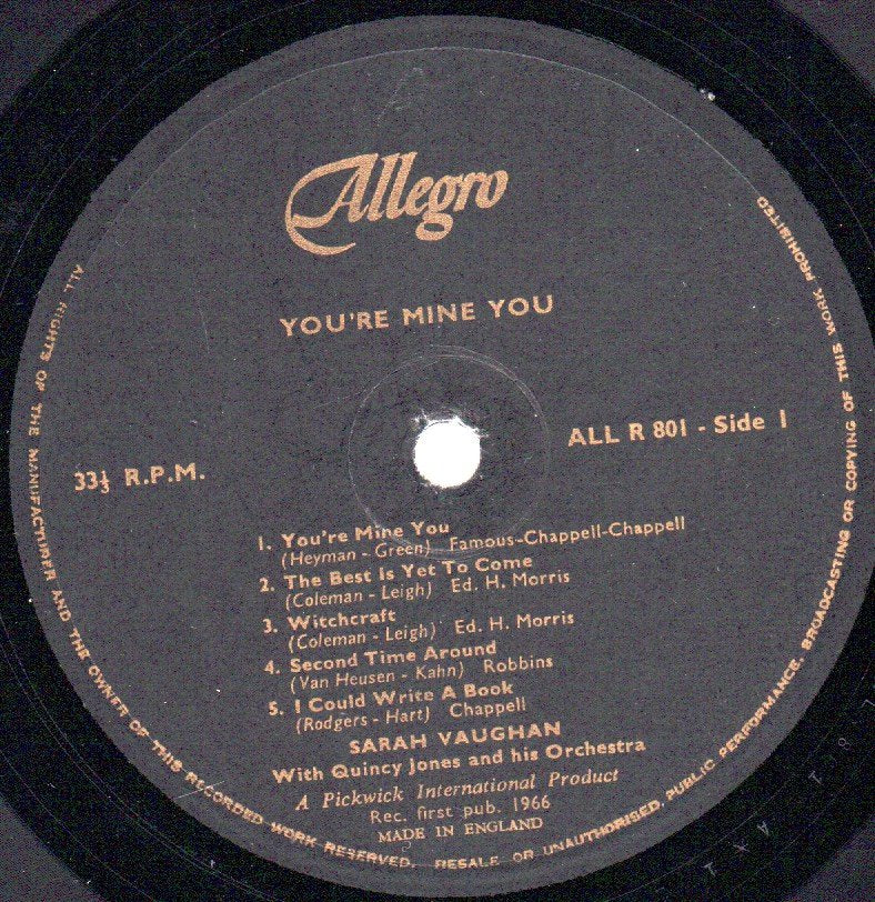 Sarah Vaughan - You're Mine You - Lp