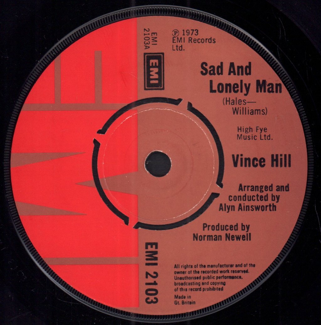Vince Hill - Sad And Lonely Man - 7 Inch