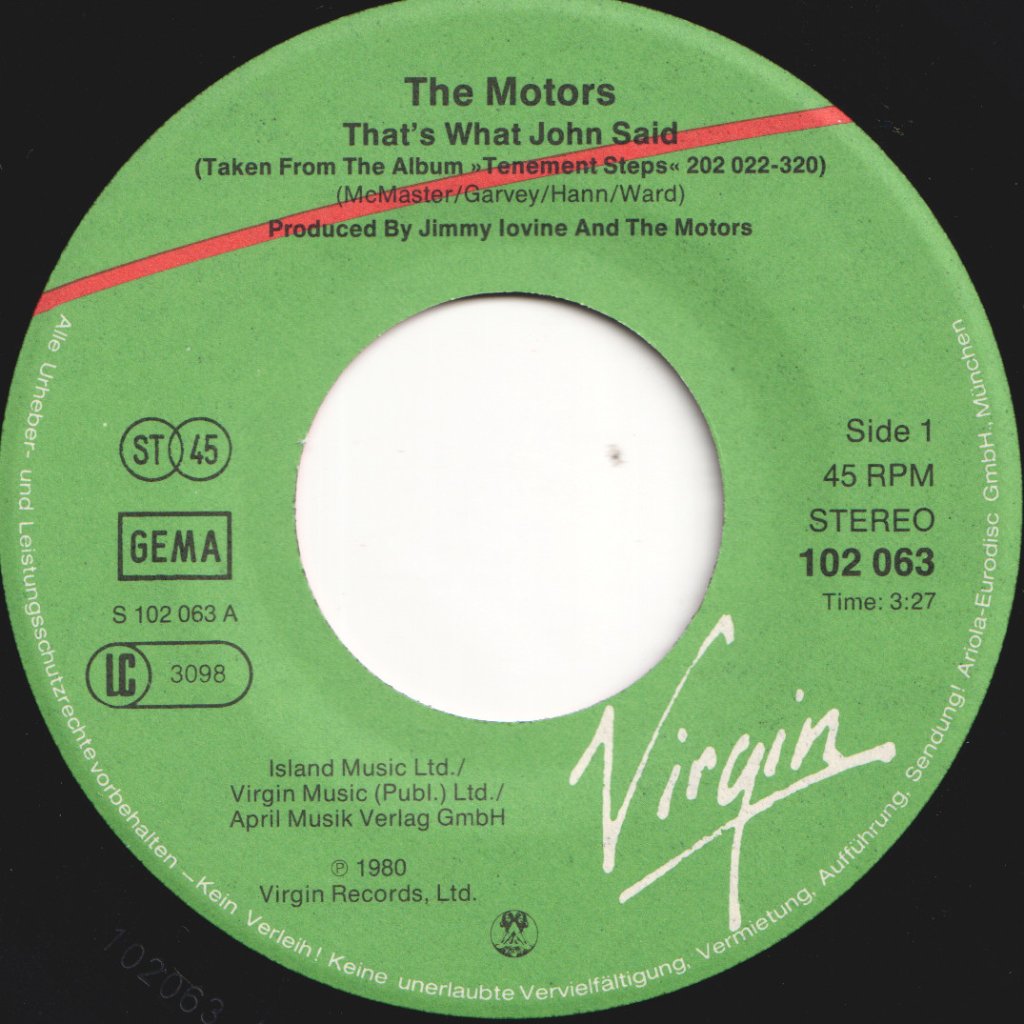 Motors - That's What John Said - 7 Inch
