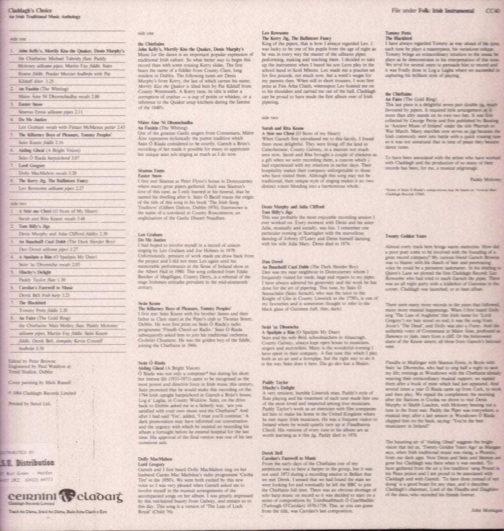 Claddagh's Choice - An Irish Traditional Music Anthology - Lp