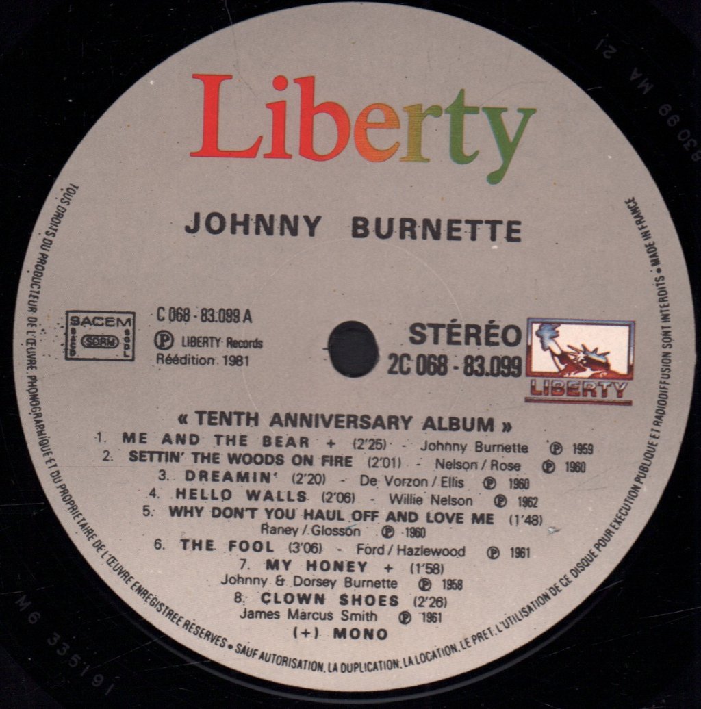 Johnny Burnette - Tenth Anniversary Album - Lp