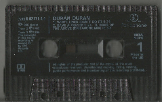 Duran Duran - White Lines (Don't Do It) - Cassette