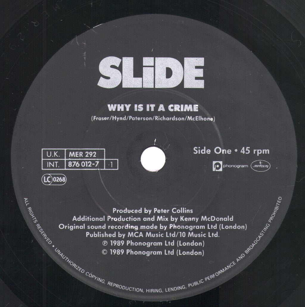 Slide (Rock/Metal Group) - Why Is It A Crime - 7 Inch