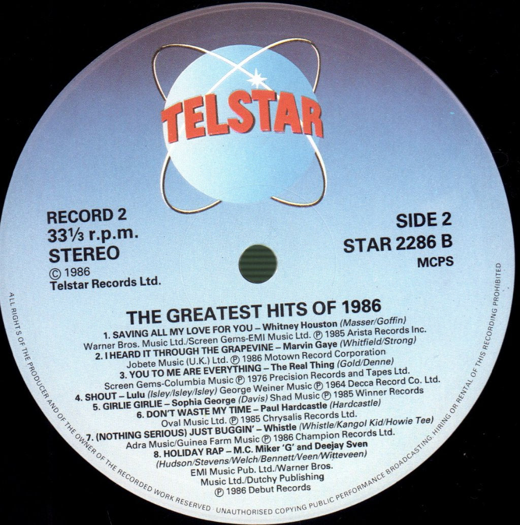 Various Artists - Greatest Hits Of 1986 - Double Lp