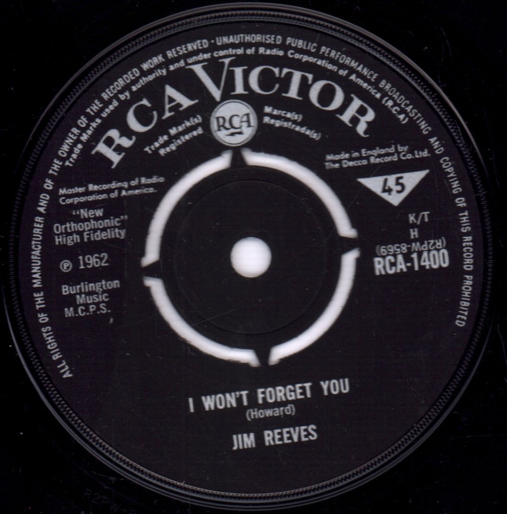 Jim Reeves - I Won't Forget You - 7 Inch