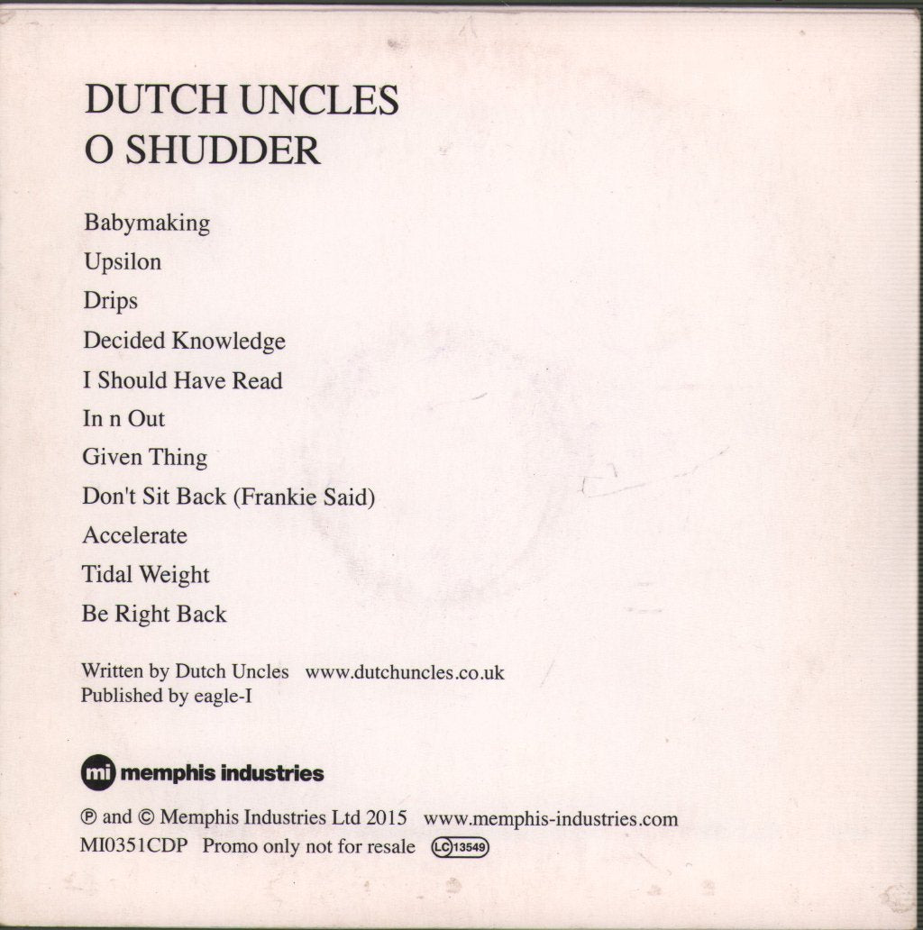 Dutch Uncles - O Shudder - Cd