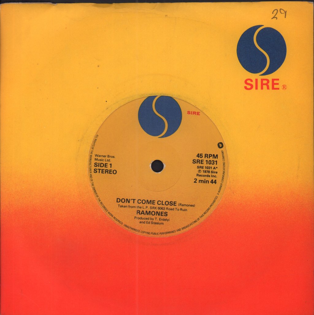Ramones - Don't Come Close - 7 Inch