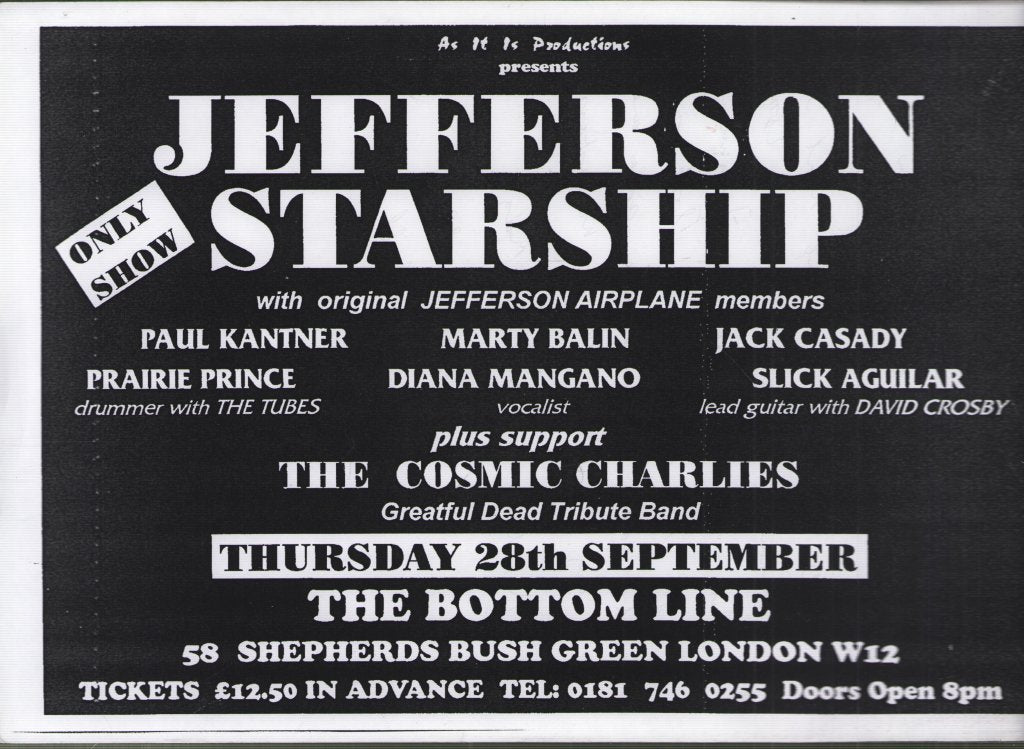 Jefferson Starship - Bottom Line 28th September - Flyer