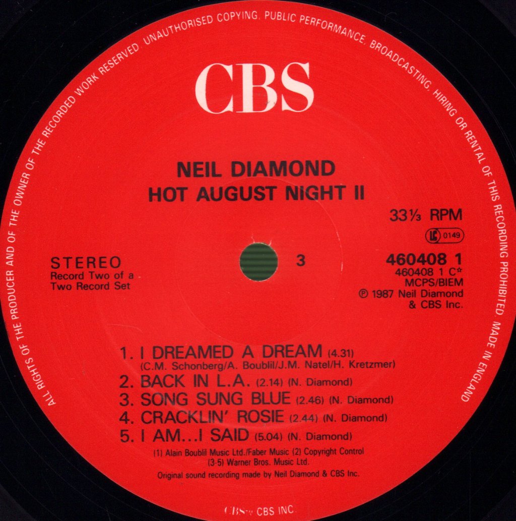 Neil Diamond - Hot August Night II - Double Lp