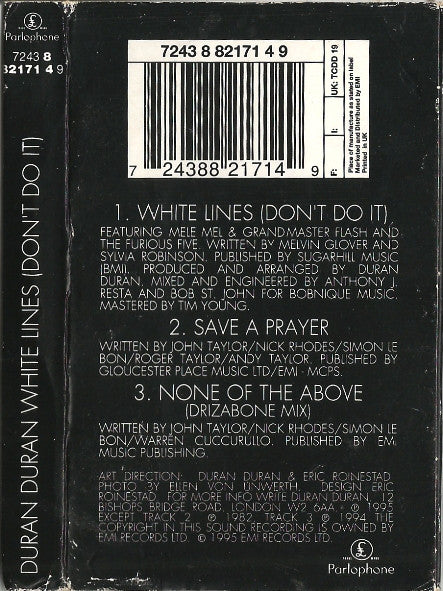 Duran Duran - White Lines (Don't Do It) - Cassette