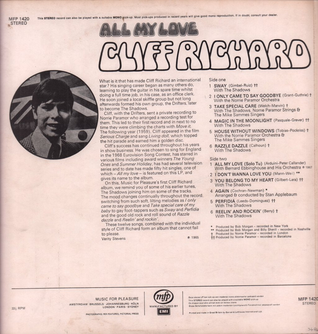 Cliff Richard - All My Love - Lp