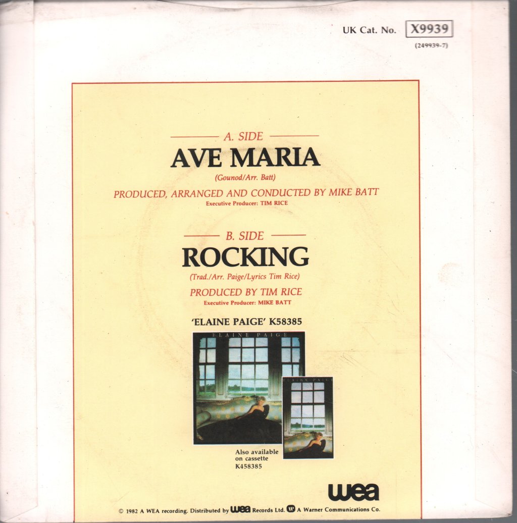 Elaine Paige With The London Philharmonic Orchestra - Ave Maria - 7 Inch