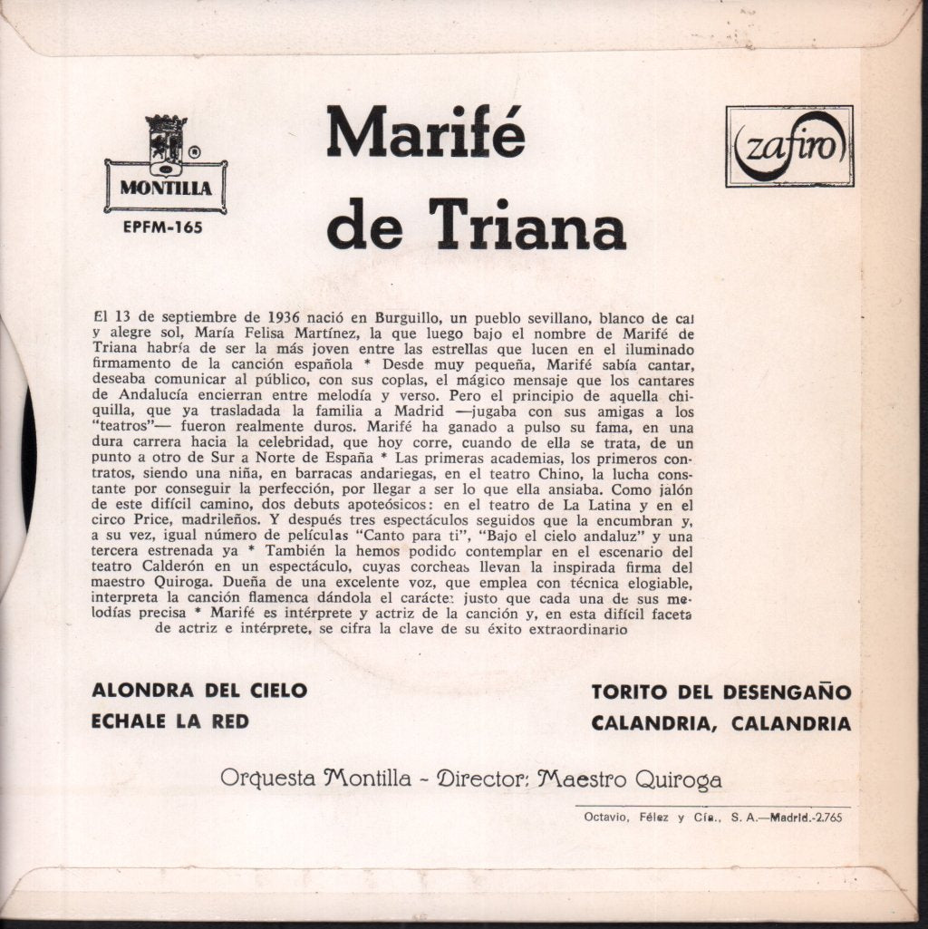 marife de triana - Alondra Del Cielo - 7 Inch