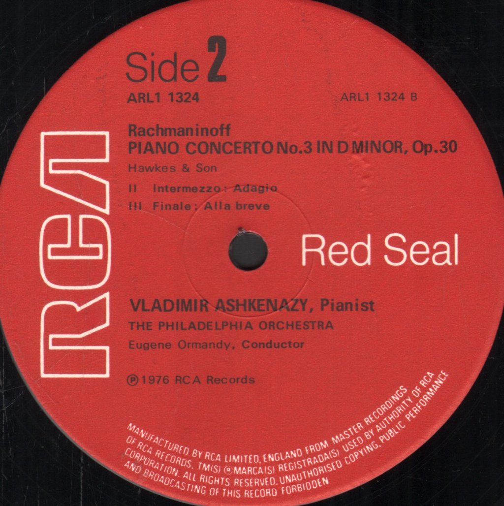 Vladimir Ashkenazy / Eugene Ormandy / Philadelphia Orchestra - Rachmaninoff Concerto No.3 - Lp