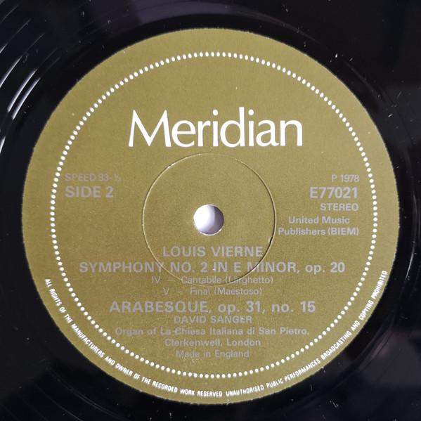 David Sanger - louis vierne Symphony No. 2 & Arabesque - Lp