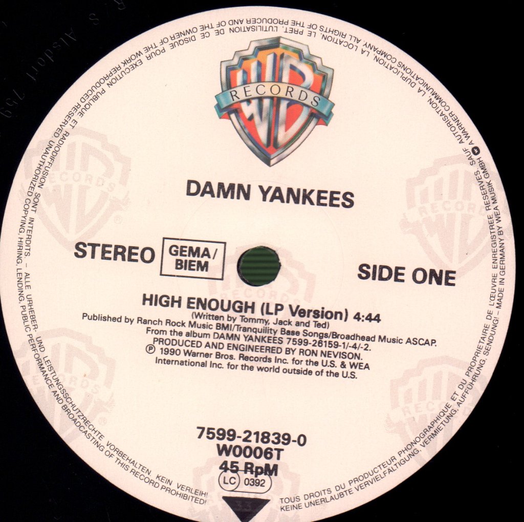 Damn Yankees - High Enough - 12 Inch