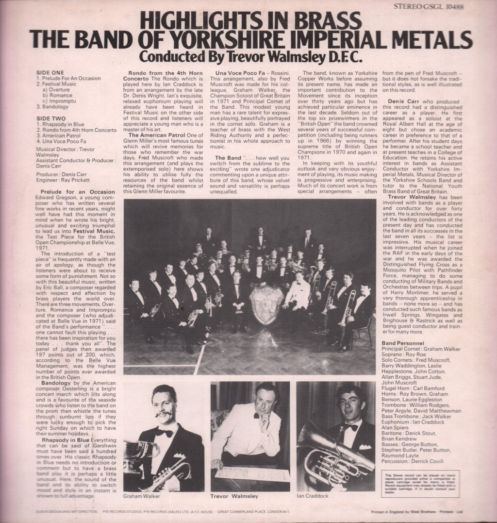 Band Of Yorkshire Imperial Metals - Highlights In Brass - Lp