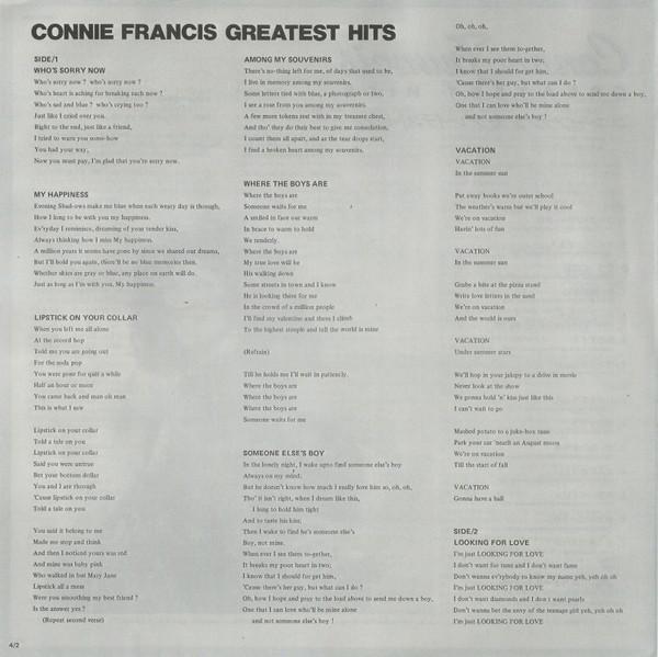 Connie Francis - Greatest Hits - Lp