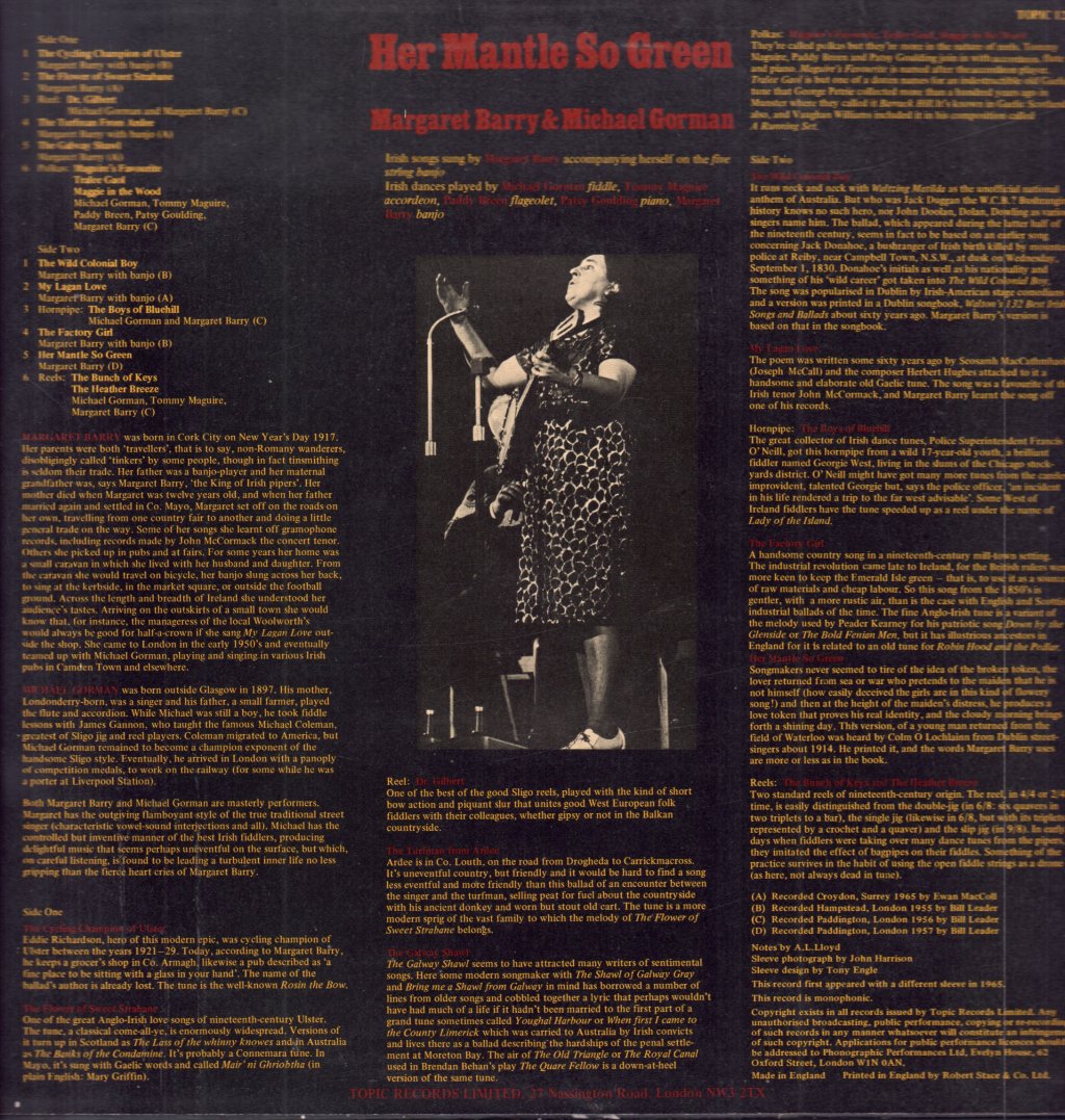 Margaret Barry And Michael Gorman - Her Mantle So Green - Lp