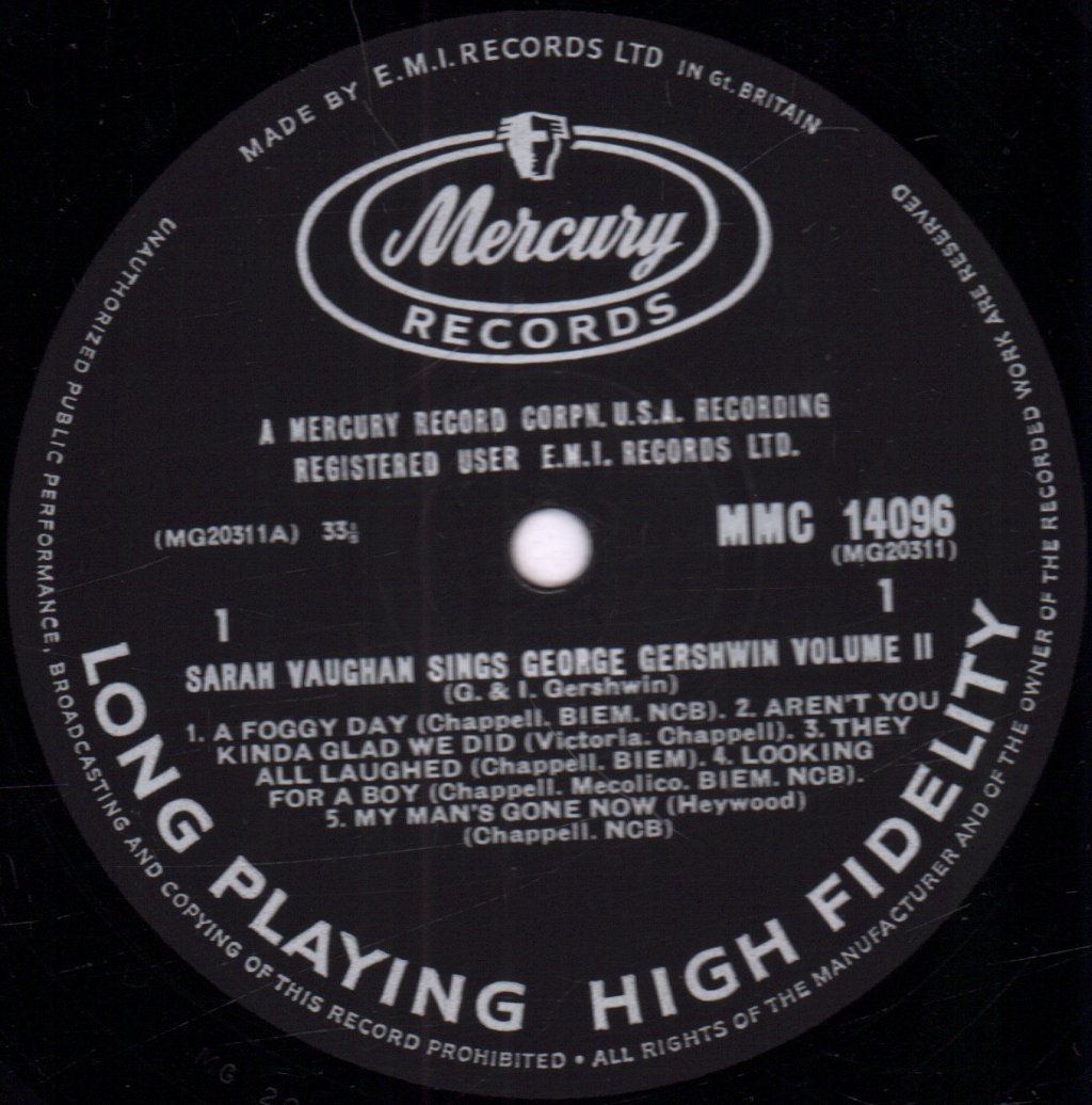Sarah Vaughan - Sings George Gershwin Volume Two - Lp
