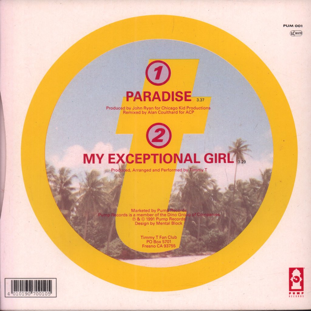 Timmy T - Paradise - 7 Inch