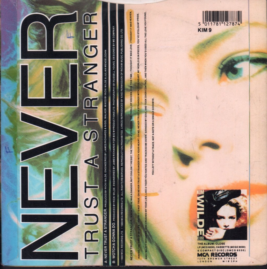 Kim Wilde - Never Trust A Stranger - 7 Inch